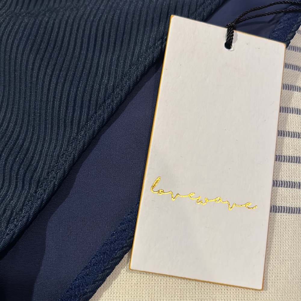 Revolve x Lovewave navy blue ribbed Angie bikini bottoms NWT, size large - Picture 8 of 12